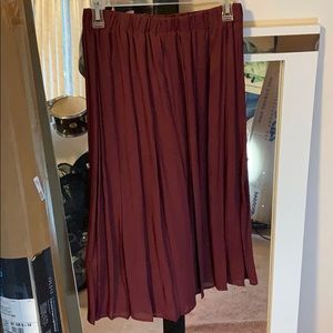 Maroon/Burgundy Mid Calf length Smooth Skirt